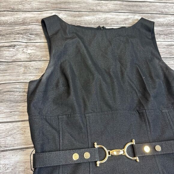 Cache Contour Collection Womens Sleeveless Belted Pencil Dress 12 Dark Grey Gray - Picture 4 of 15